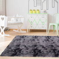 Tappeto rotondo Garvee Fluffy da 2'7,5" per cameretta dei bambini, grigio, morbido e soffice, in velluto e spugna, antiscivolo e fonoassorbente, per camerette di neonati e adolescenti.