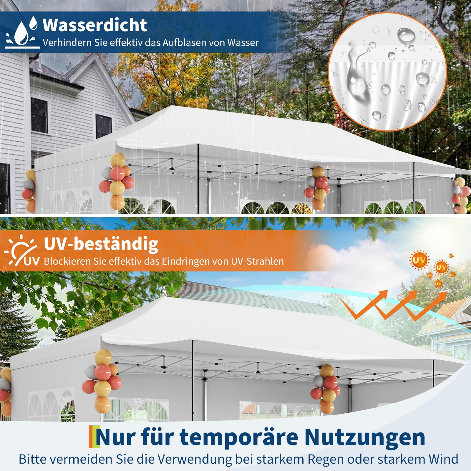 Gazebo 3x6M pop-up Garvee Heavy Duty tenda a baldacchino con 6 pannelli laterali rimovibili per feste commerciali, altezza regolabile, finestre trasparenti, nero