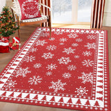 Tappeto natalizio moderno Garvee con motivo a fiocchi di neve per soggiorno, camera da letto, sala da pranzo, 140x200 cm, multicolore - Come mostrato