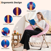 Sedia a sdraio Garvee Saucer Chair in pelliccia sintetica con struttura pieghevole in metallo per camera da letto e soggiorno, seduta floreale in peluche oversize, robusta, leggera, comoda