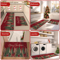 Tappetino da cucina Garvee Christmas Tree, set da 2 pezzi, antiscivolo, imitazione canapa, 40x60 + 40x120 cm, design festoso