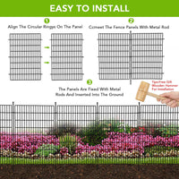 Recinzione decorativa da giardino Garvee, 10 pannelli, filo metallico antiruggine, recinzione flessibile per animali per cortile e patio, 40 pollici di altezza, 29 piedi di lunghezza, nero