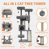 Torre per gatti Garvee Large da 66 pollici con tiragraffi in sisal, multipiano per gioco e riposo al chiuso, confortevole, beige