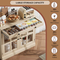 Credenza Garvee da 35,4" con anta in vetro, ripiani regolabili, chiusura ammortizzata, rovere, per sala da pranzo e cucina, struttura robusta, facile da montare
