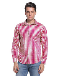 Camicia da uomo Garvee Slim Fit, tradizionale camicia a quadri per l'Oktoberfest, varie taglie, rosso e blu