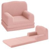 Garvee Divano Bambini 2-in-1 Trasformabile, Schiuma ad Alta Densità, Copertura Sherpa Lavabile, Rosa Corona, per Camera e Sala Giochi - Corona rosa