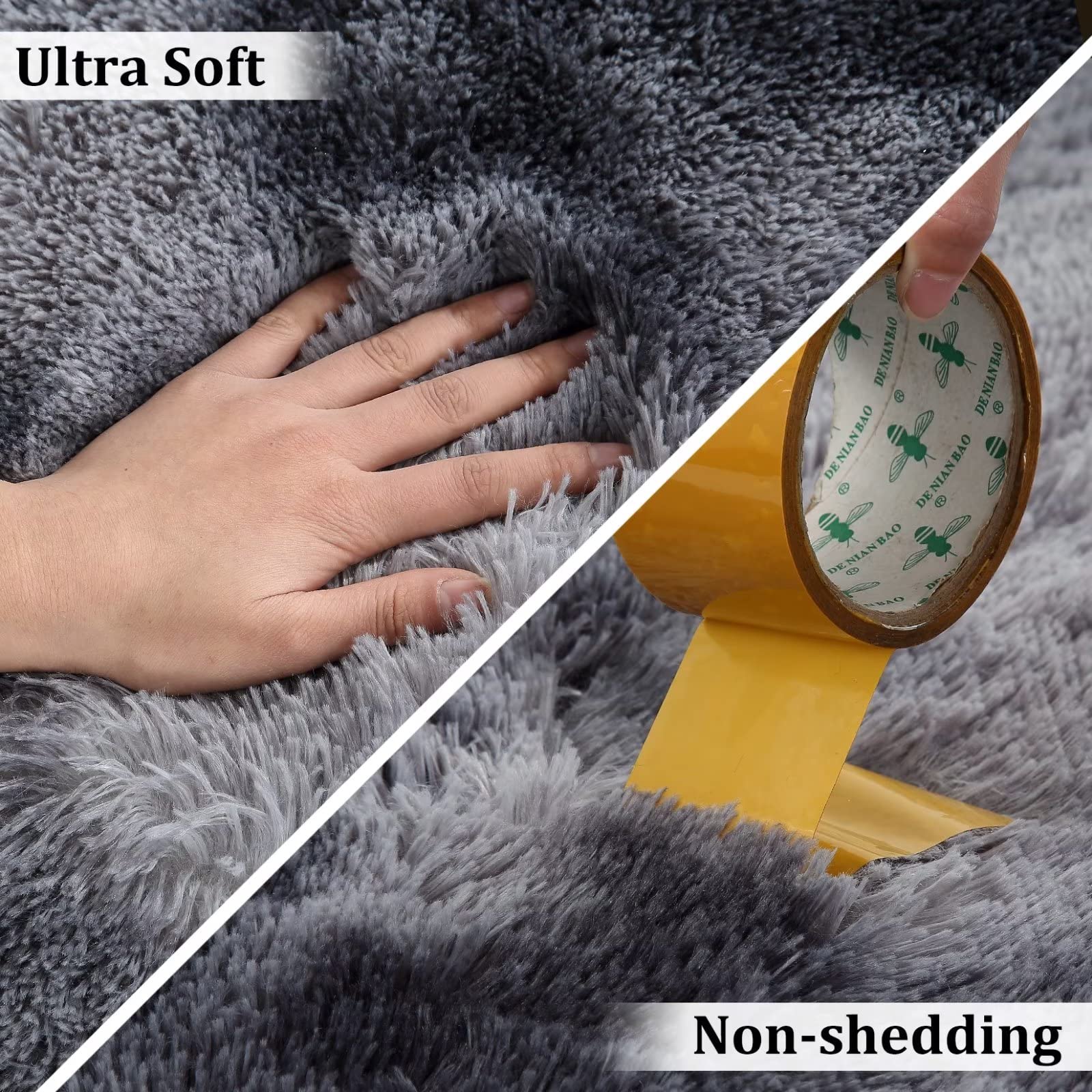 Tappeto rotondo Garvee Fluffy da 2'7,5" per cameretta dei bambini, grigio, morbido e soffice, in velluto e spugna, antiscivolo e fonoassorbente, per camerette di neonati e adolescenti.