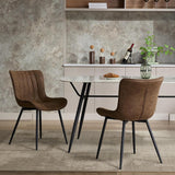 Garvee Sedie da Pranzo Mid Century Modern in Pelle Ergonomiche con Gambe in Metallo, Set da 2, 79.2 cm Altezza, Nero - Marrone