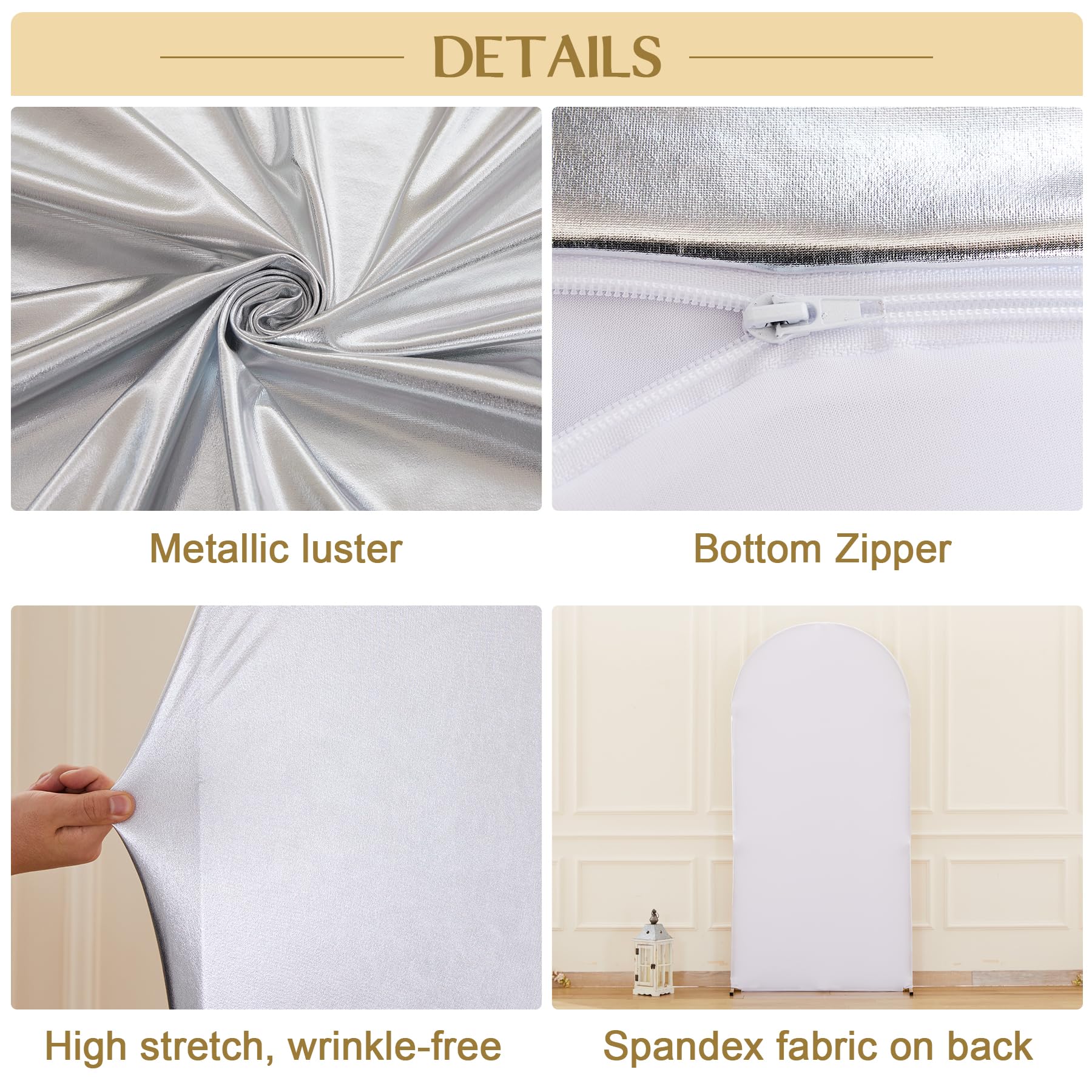Garvee 7,2FT Copertura per fondale per arco nuziale - Spandex elasticizzato, glitter, rotondo, elastico, riutilizzabile - Festa, cerimonia, baby shower