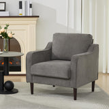 Poltrona Garvee Mid-Century con tessuto di lino e gambe in legno per soggiorno e ufficio, 30"L x 32"A, beige - beige