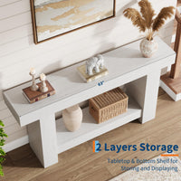 Tavolo consolle Garvee da 63" per corridoio con 2 ripiani, legno robusto, stile rustico, rettangolare, versatile per soggiorno e ingresso