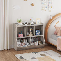Libreria e organizer per giocattoli Garvee con 3 scomparti, 2 contenitori basculanti, a prova di bambino per la cameretta dei bambini, 91,4 cm di lunghezza x 29,2 cm di larghezza x 80 cm di altezza, bianco robusto