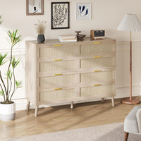 Cassettiera in rattan Garvee con 8 cassetti, spaziosa e robusta, per camera da letto e corridoio, colori naturali
