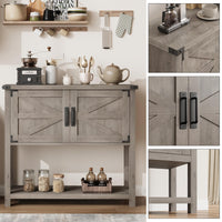 Tavolo consolle in legno Garvee Farmhouse con 2 ante per cucina e corridoio, 80x30x90 cm, grigio, robusto e multifunzionale