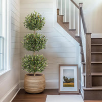 Garvee 5FT Albero di ulivo artificiale a tripla sfera Topiary resistente ai raggi UV Muschio e vaso per uso interno ed esterno Verde