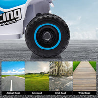 Quad elettrico per bambini Garvee 6V blu con musica a LED per una guida sicura a partire dai 3 anni, sia all'interno che all'esterno