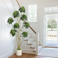 Garvee, albero artificiale alto 6 piedi, multi-stelo, vaso in PE bianco, per la decorazione di casa e ufficio, 70x27,5 pollici