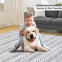 Tappeto GARVEE Boho Moroccan 200x290cm Grigio, idrorepellente, a pelo corto, resistente all'olio e alle macchie, lavabile, soggiorno e camera da letto