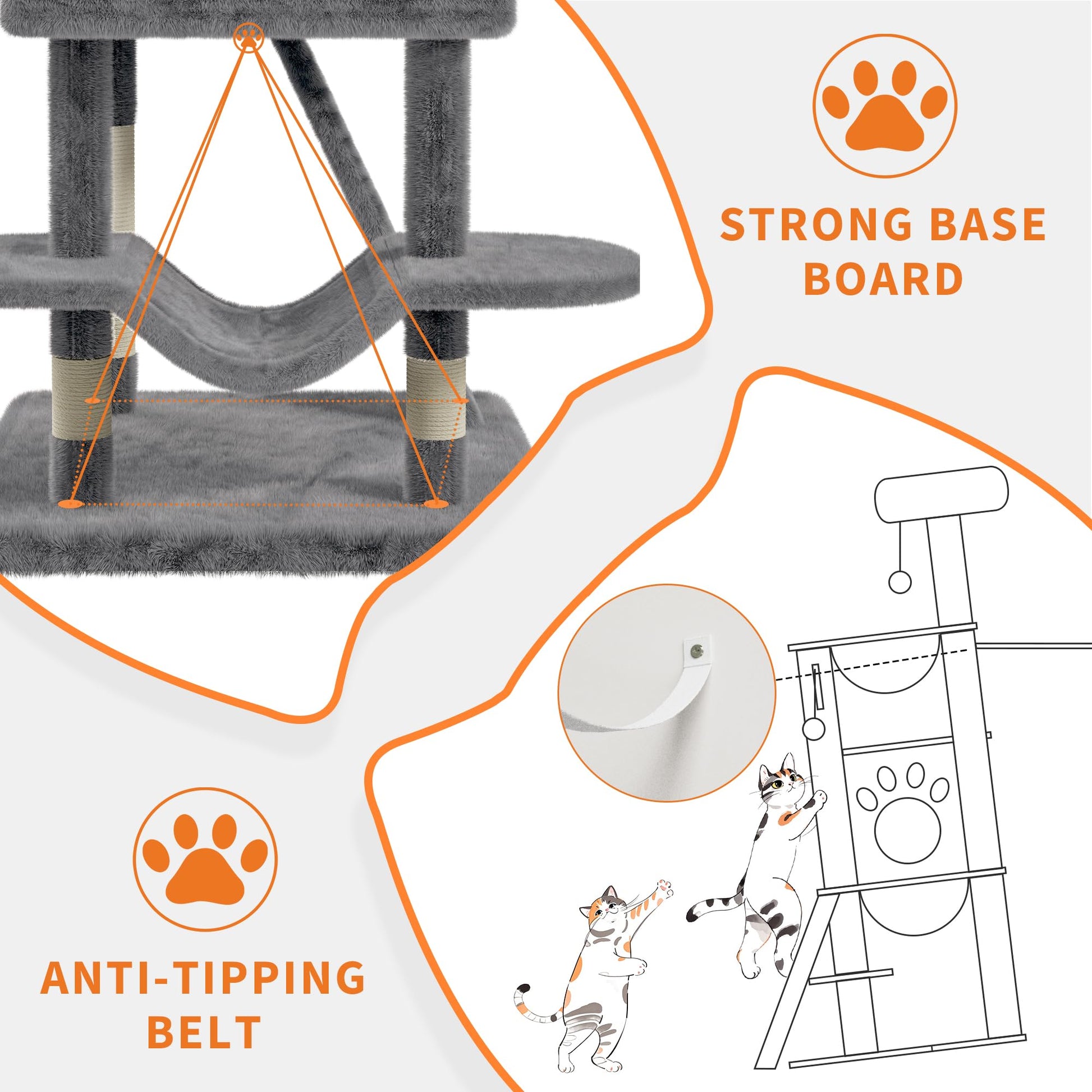 Torre per gatti Garvee Large da 66 pollici con tiragraffi in sisal, multipiano per gioco e riposo al chiuso, confortevole, beige