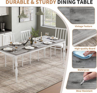 Tavolo da pranzo Garvee da 180 cm in stile rustico per 6-8 persone con robusto piano in legno e gambe in metallo stabili per cucina e sala da pranzo, rettangolare, antigraffio