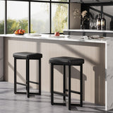Set di 2 sgabelli da bar Garvee, 24.6" in similpelle, struttura in metallo, poggiapiedi a