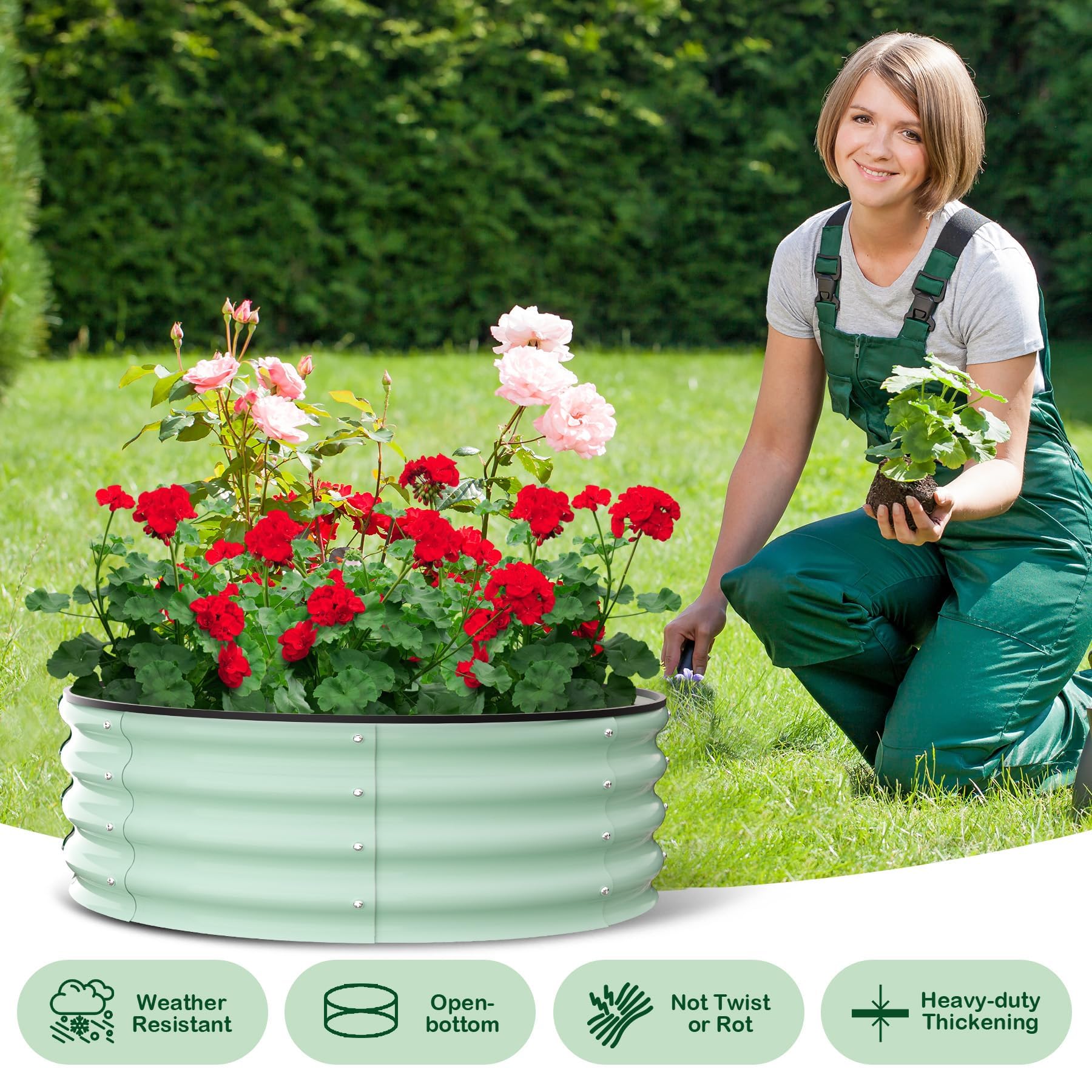 Aiule rialzate Garvee, set da 2, 3x3x1 piede, acciaio zincato, antiruggine, resistente alle intemperie, per ortaggi e fiori