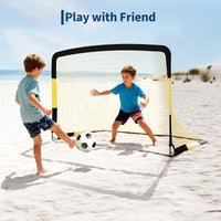 Porte da calcio Garvee, configurazione da 2, 6x4 piedi, porte da calcio pop-up, tessuto Oxford 450D, fibra di vetro da 10 mm, rete in poliestere, portatile, per allenamento e giardino