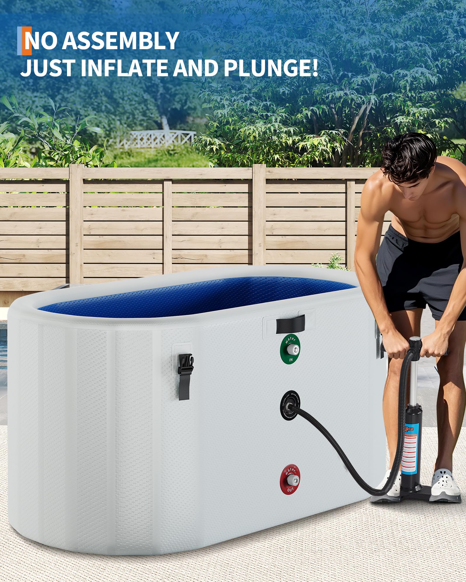 Vasca da bagno ghiacciata Garvee per atleti, 248 galloni, ovale, portatile, in PVC e fibra di vetro, coperchio isolato, per il recupero