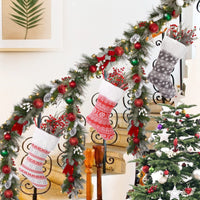 Set di 3 calze natalizie Garvee da 18 pollici con motivo a fiocco di neve, polsino in pelliccia sintetica, rosso, bianco e grigio, decorazione per camino e scala