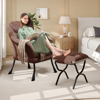 Sedia da lettura ergonomica Garvee Lazy Chair con poggiapiedi per piccoli spazi, pieghevole, imbottitura in cotone PP, rivestimento rimovibile e lavabile, moderna, comoda, grigia