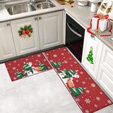 Tappetino da cucina natalizio Garvee Babbo Natale, set da 2 pezzi antiscivolo per cucina, ufficio, lavanderia, 40x60 + 40x120 cm