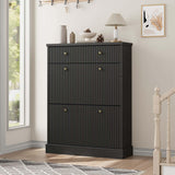 Garvee Mobile Porta Scarpe in MDF con 2 Cassetti a Ribalta Nero per Ingresso e Soggiorno 31.5"x10"x42.1" - Black