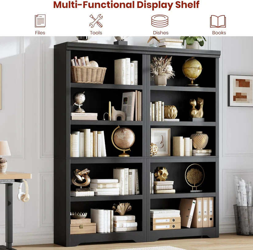 Garvee Libreria Rustica Alta 190,5 cm, 2-6 Ripiani Regolabili, MDF Robusta, Elegante, Antiribaltamento, Soggiorno e Studio, Neutro