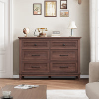 Cassettiera Garvee Farmhouse a 6 cassetti, in legno bianco, robusta, con ampio spazio di archiviazione per camera da letto, soggiorno, corridoio, 120x40,1x81,3 cm