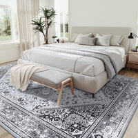 Tappeto tribale persiano GARVEE 200x290cm grigio, lavabile, antiscivolo, morbido, grande, stampato, non felpato, soggiorno e camera da letto