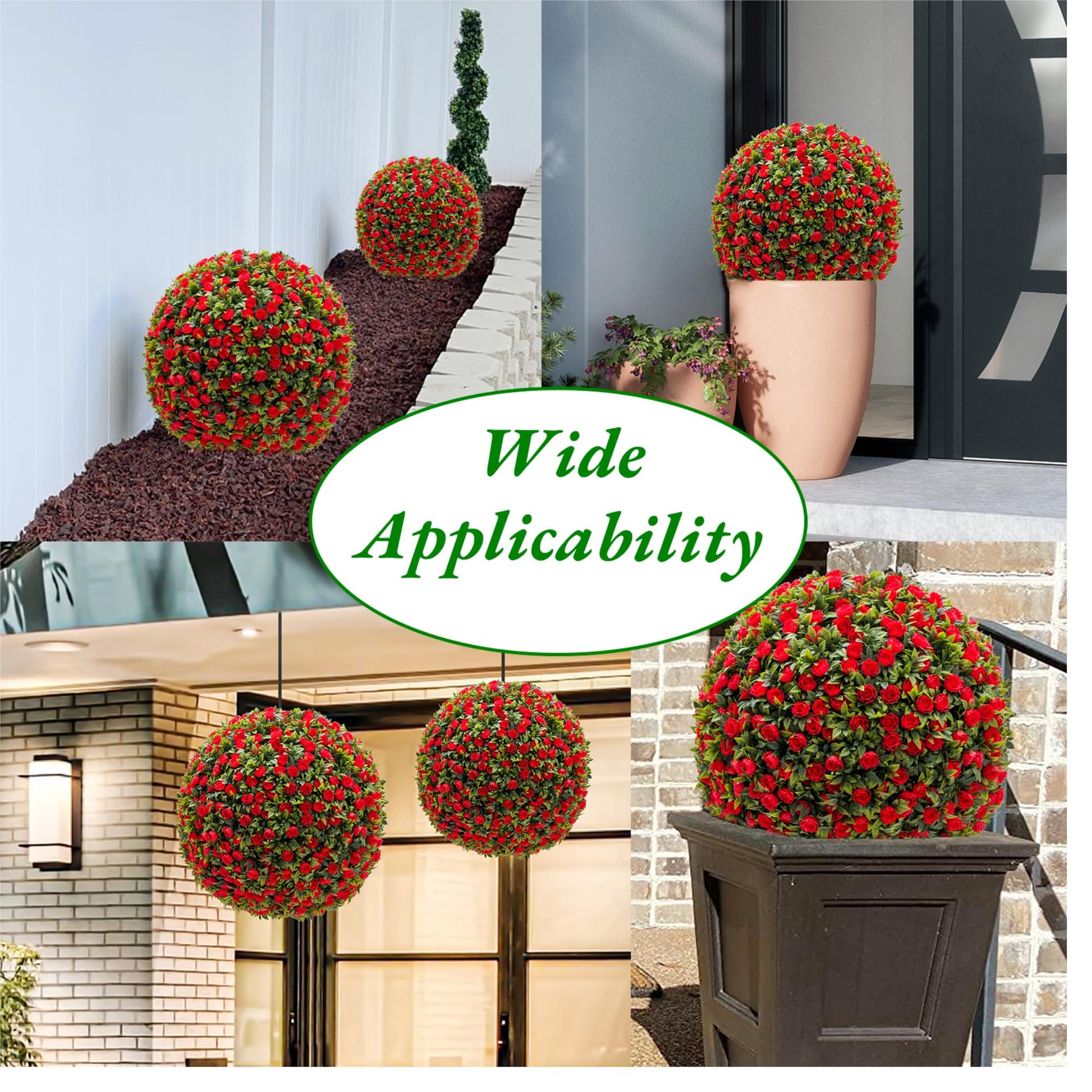 Garvee 17" palle di bosso artificiali, set di 2, materiale PE resistente alle intemperie e di facile manutenzione, per giardino, matrimonio, verde