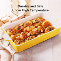 Garvee Bakeware Set 3 pezzi Teglie da forno in ceramica gialle rettangolari per forno e cucina Versatile ed elegante
