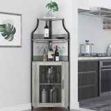 Mobiletto angolare Garvee con 5 ripiani, ripiani regolabili, MDF e metallo, anta a battente, grigio, per cucina e sala da pranzo, 47 x 45 x 152 cm - grigio