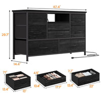 Mobile TV Garvee a 8 cassetti con illuminazione a LED e presa di corrente per soggiorno e camera da letto, legno MDF, luce RGB, ampio spazio di archiviazione, gestione dei cavi, bianco