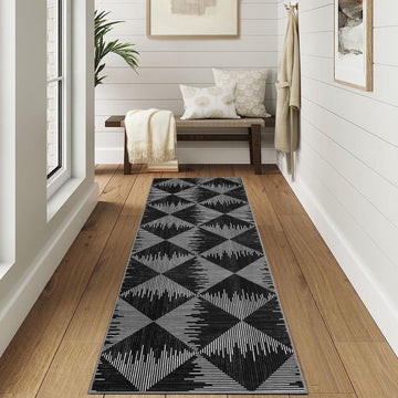 Tappeto lavabile Garvee 80 x 150 cm nero a pelo corto antiscivolo per soggiorno e camera da letto