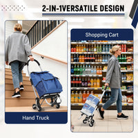 Carrello della spesa pieghevole 3 in 1 Garvee con saliscale a 6 ruote, borsa in tessuto Oxford da 36 litri, leggero ed ergonomico, per la spesa e il giardino, capacità di carico di 176 libbre, nero