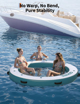 Garvee Piattaforma Gonfiabile Rotonda 244x244 cm con Area Nuoto a Rete, Deck EVA Antiscivolo, Scala, PVC Rinforzato, Ancoraggio Sicuro per Lago e Piscina