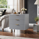 Garvee Cassettiera 3 Cassetti Fluted Moderna, Sicura e Resistente, MDF P2 Eco-Friendly, Verniciata Resistente all'Acqua, Camera e Soggiorno, Grigio - Grigio