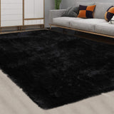 Garvee Tappeto Runner Ultra Morbido Shaggy Antiscivolo Lavabile in Lavatrice Nero Puro per Soggiorno e Camera - Schwarz