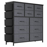 Cassettiera Garvee con 12 cassetti in tessuto, maniglie, struttura in metallo, design industriale, per corridoio, soggiorno, camera da letto, cucina, ufficio, grigio scuro