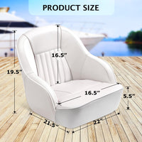 Sedile per barca pontone Garvee, modello Captain Bucket, in vinile marino con spugna spessa, robusto e confortevole, per barche da pesca e da turismo, 19,5" di altezza x 22" di larghezza x 21,5" di profondità.