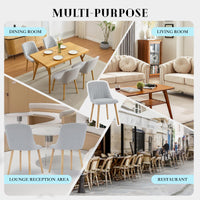 Set 2 sedili da pranzo Garvee con rivestimento in tessuto moderno, railale ergonomico, rovere massello, piedini antiscivolo per cucina e sala da pranzo, capacità di carico di 300 libbre, tonalità neutra