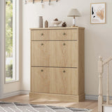 Garvee Mobile Porta Scarpe Con 2 Cassetti Ribaltabili, Ripiano Regolabile, Legno MDF, Naturale Rovere, Per Ingresso E Soggiorno, Salvaspazio, Antiribaltamento - Natural Oak