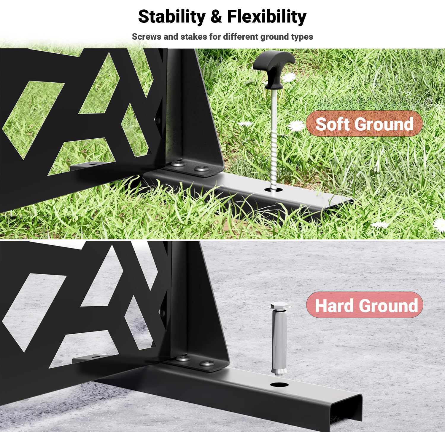 Garvee Schermo per la privacy in metallo a 3 pannelli antiruggine con verniciatura a polvere per giardino, balcone, terrazza, 72x47 pollici, grigio