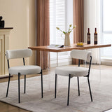 Set di 2 sedie da pranzo Garvee in tessuto bouclé di metà secolo, gambe regolabili e schienale in metallo, ergonomiche e moderne, per sala da pranzo, nere - Nero